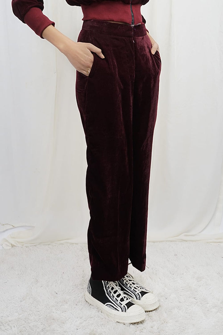 VYBE x Munib Nawaz - Velvet Pant Maroon