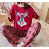 VYBE - Rabbit Printed Pj Suit - Red