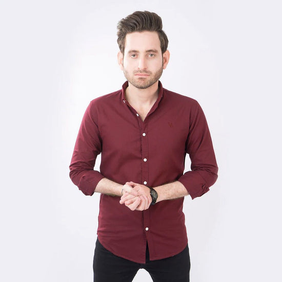 VYBE - Casual Solid Shirts- Maroon