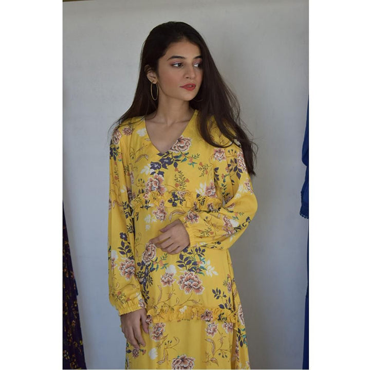 Sowear- Yellow Frill Dress For Women