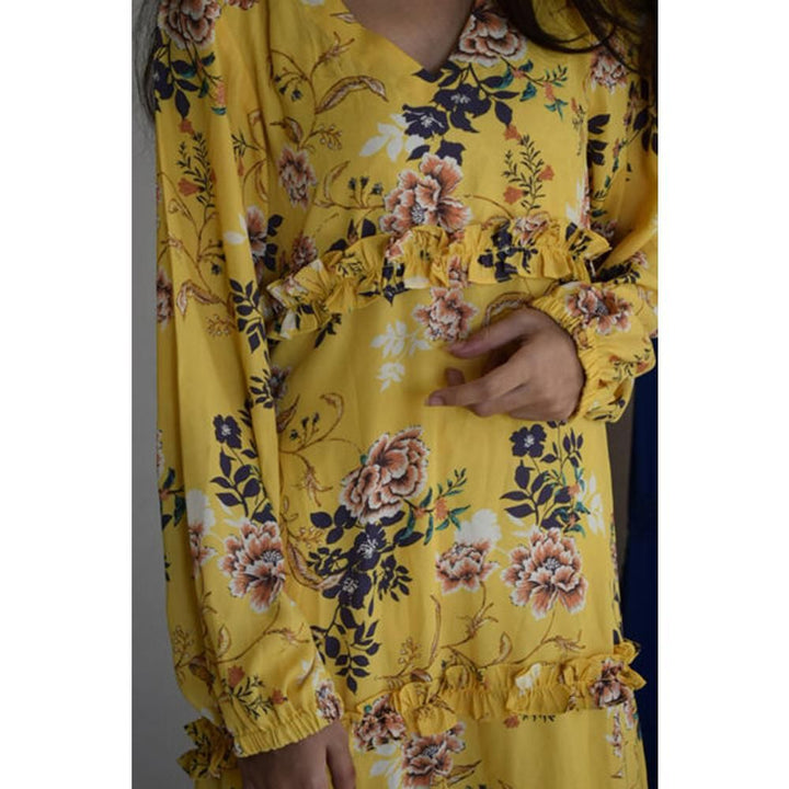 Sowear- Yellow Frill Dress For Women