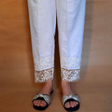 Zardi- Embroided Trouser - White - Cotton - ZT221