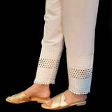Zardi- Embroided Trouser - Cotton -  White - ZT239