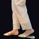Zardi- Embroided Trouser - Cotton -  White - ZT246