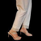 Zardi- Embroided Cotton Trouser - White - ZT254
