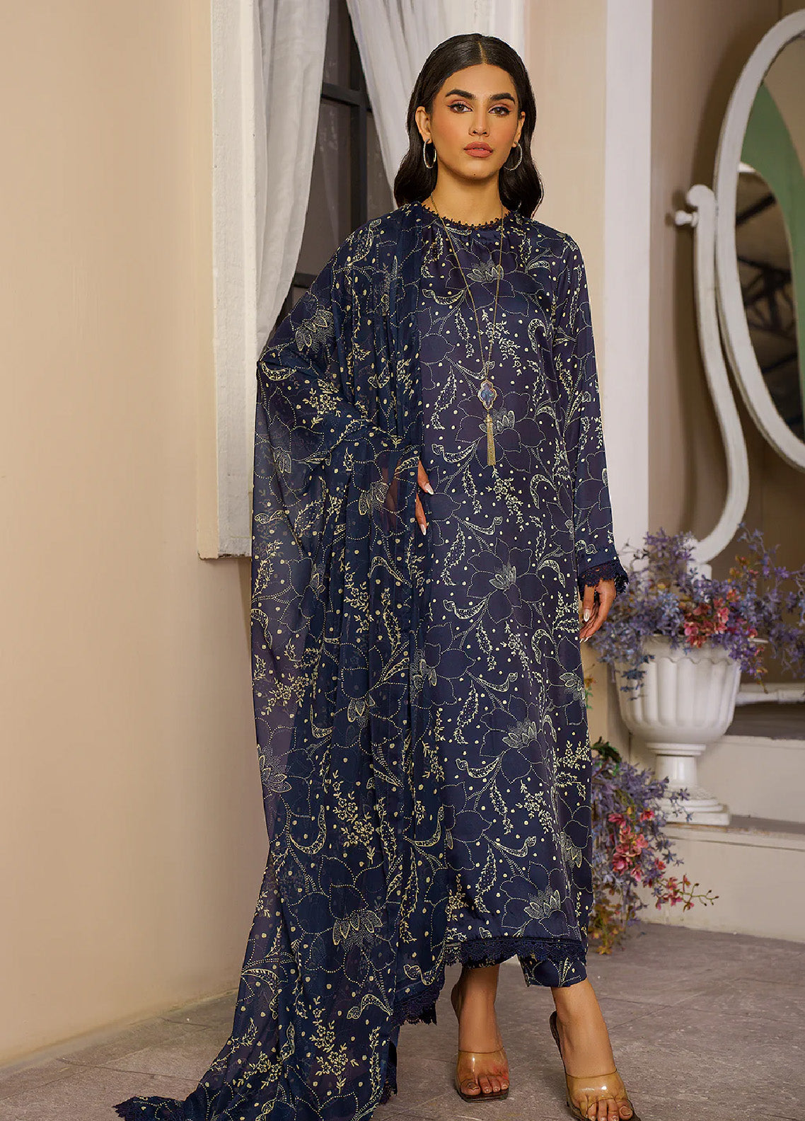 Zarif Women Unstitched Embroidered Net 3 Piece Suit ZR26UFC ZLR 04 NIGHT GLOW - Festive Collection