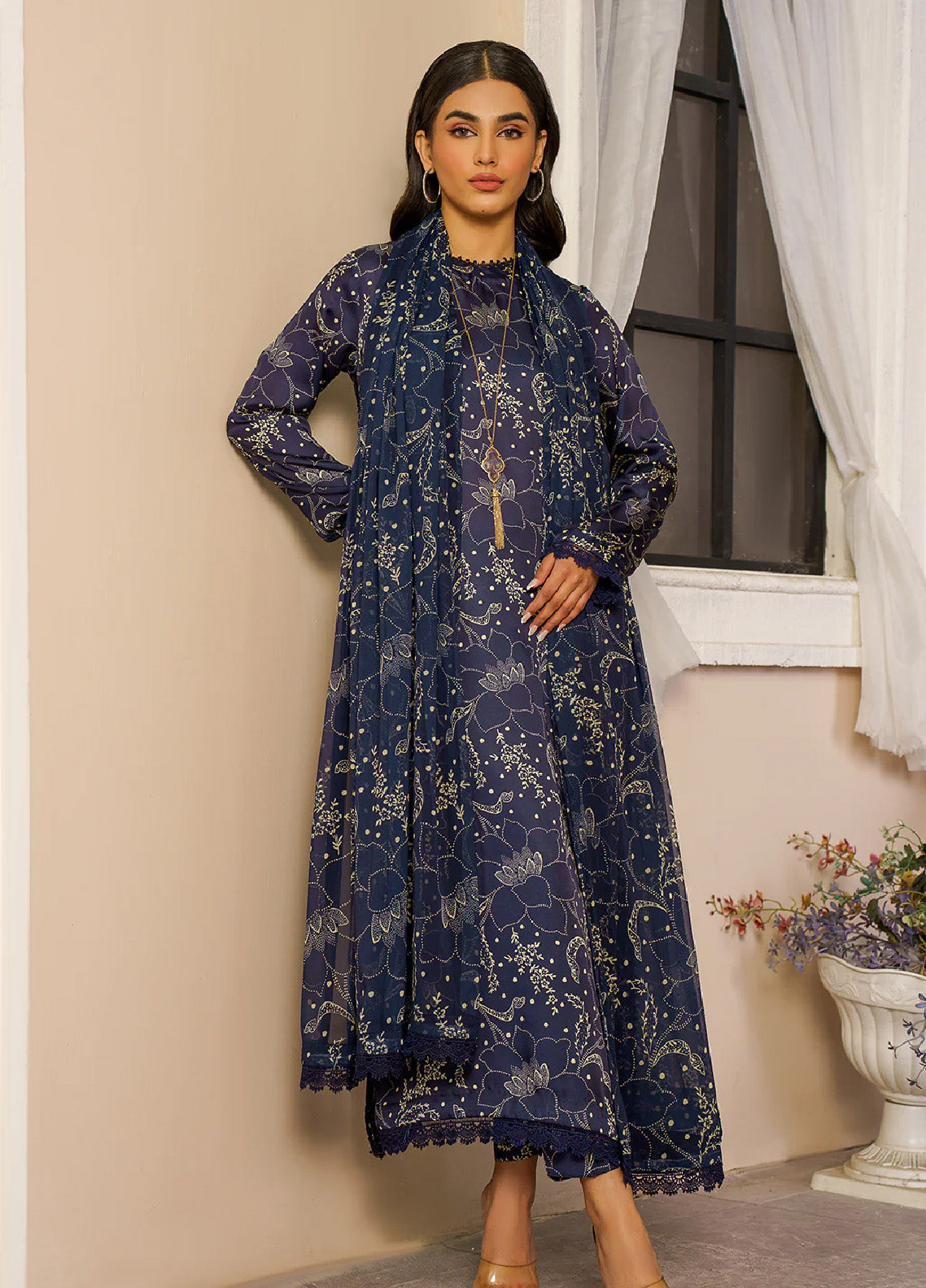 Fasana by Zarif Unstitched Embroidered Net 3 Piece Suit ZR26UF ZRF-PE-03 Dayaar - Festive Collection