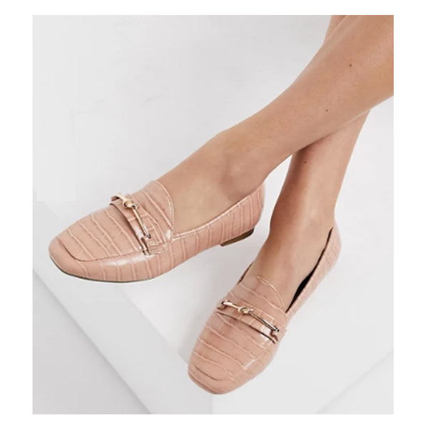 Asos Design- Miss Selfridge loafers with knot buckle detail light pink