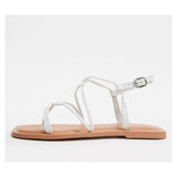 Asos Design- New Look strappy tie up flat sandals white