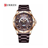 Curren- Quartz Stainless Steel Waterproof Wristwatch For Men- 8381- Coffee Rose