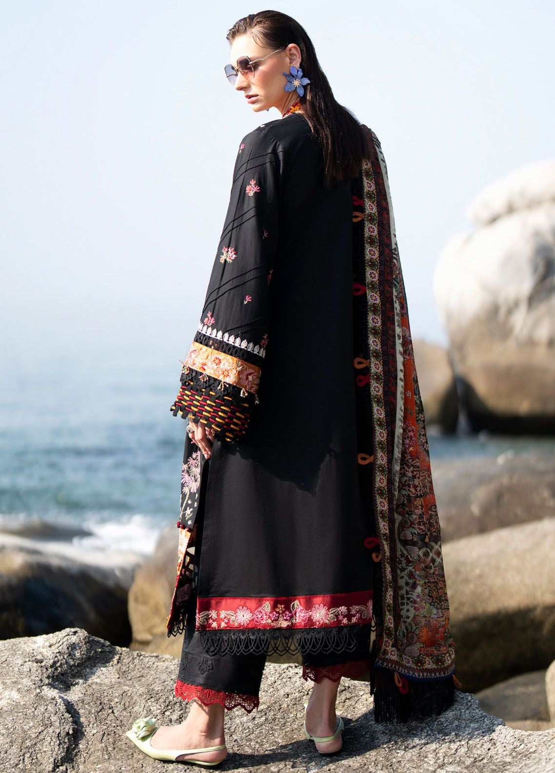 Alif By AJR Couture Embroidered Net Suits Unstitched 3 Piece AJR21WD 05 Peach Infusion - Wedding Collection