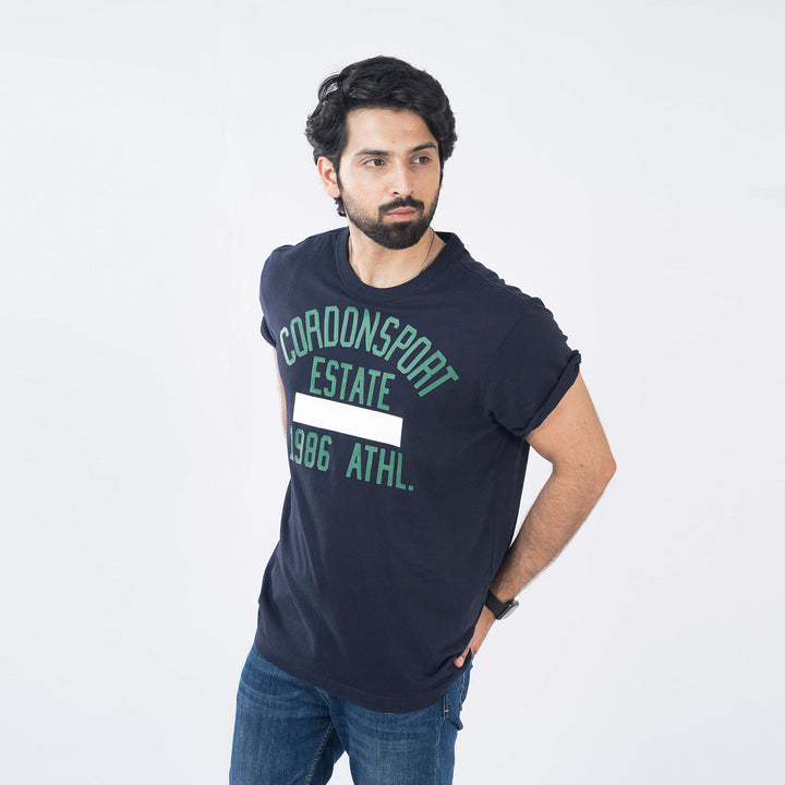 VYBE-Printed T Shirt-Navy