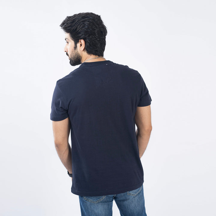 VYBE-Printed T Shirt-Navy Cordon Shirts 1986