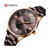 Curren- Stainless Steel Simple & Classic Thin Quartz Business Watch- 8383- Coffee Rose