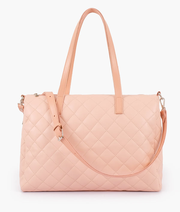 RTW - Baby pink quilted carryall tote bag