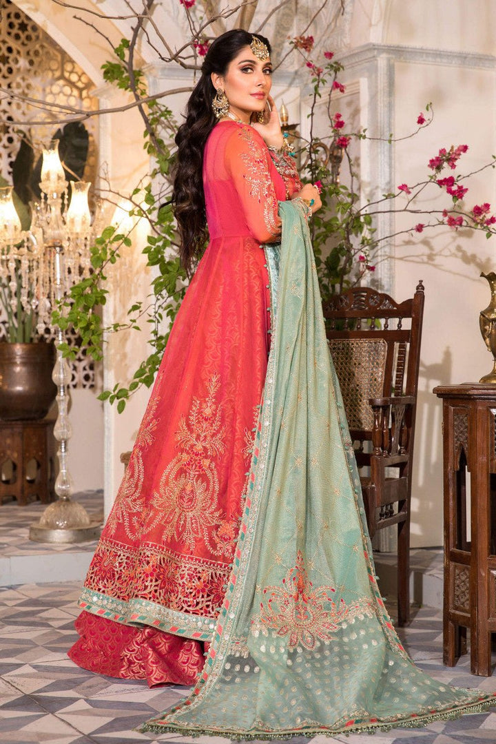 Maria B- Unstitched MBROIDERED - Salmon Pink and Feroza (BD-2402)