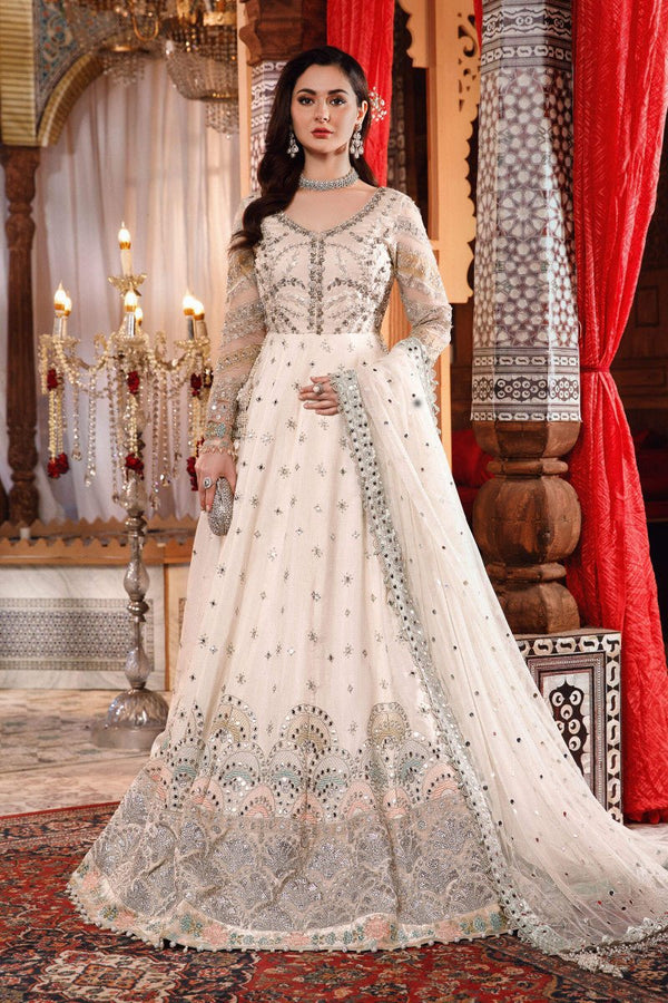 Maria B - Unstitched Mbroidered - Pearl White And Peachy Silver (Bd-2502)