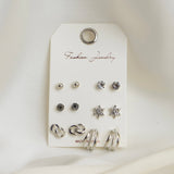 Shein- 6 Pc Star Stud Set- Silver