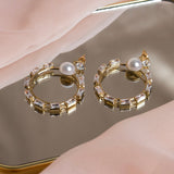 Shein- Rhinestone Pearl Earrings
