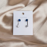 Shein- Rhinestone Drop Blue And White Colour Earrings