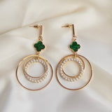 Shein- Faux Pearl Embellished  Earrings- Green