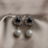 Shein- Pearl drop Rhinestone Earrings