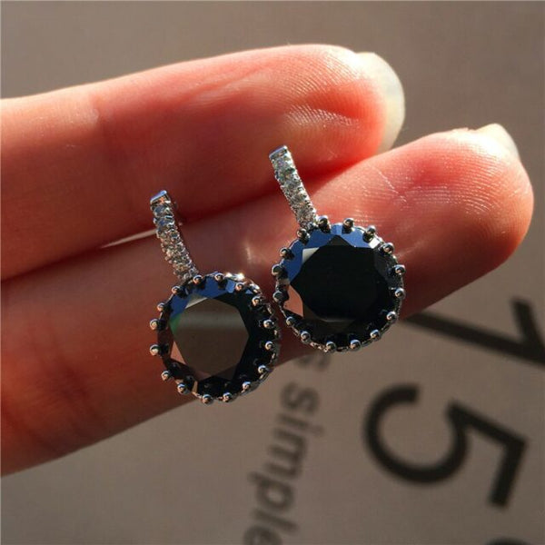 Zardi- Silver - Earring With Black Stone - AE154