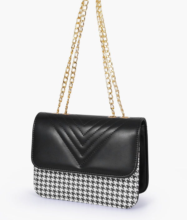 RTW - Black houndstooth chain cross-body bag