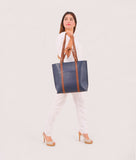 RTW - Blue and brown double-handle tote bag