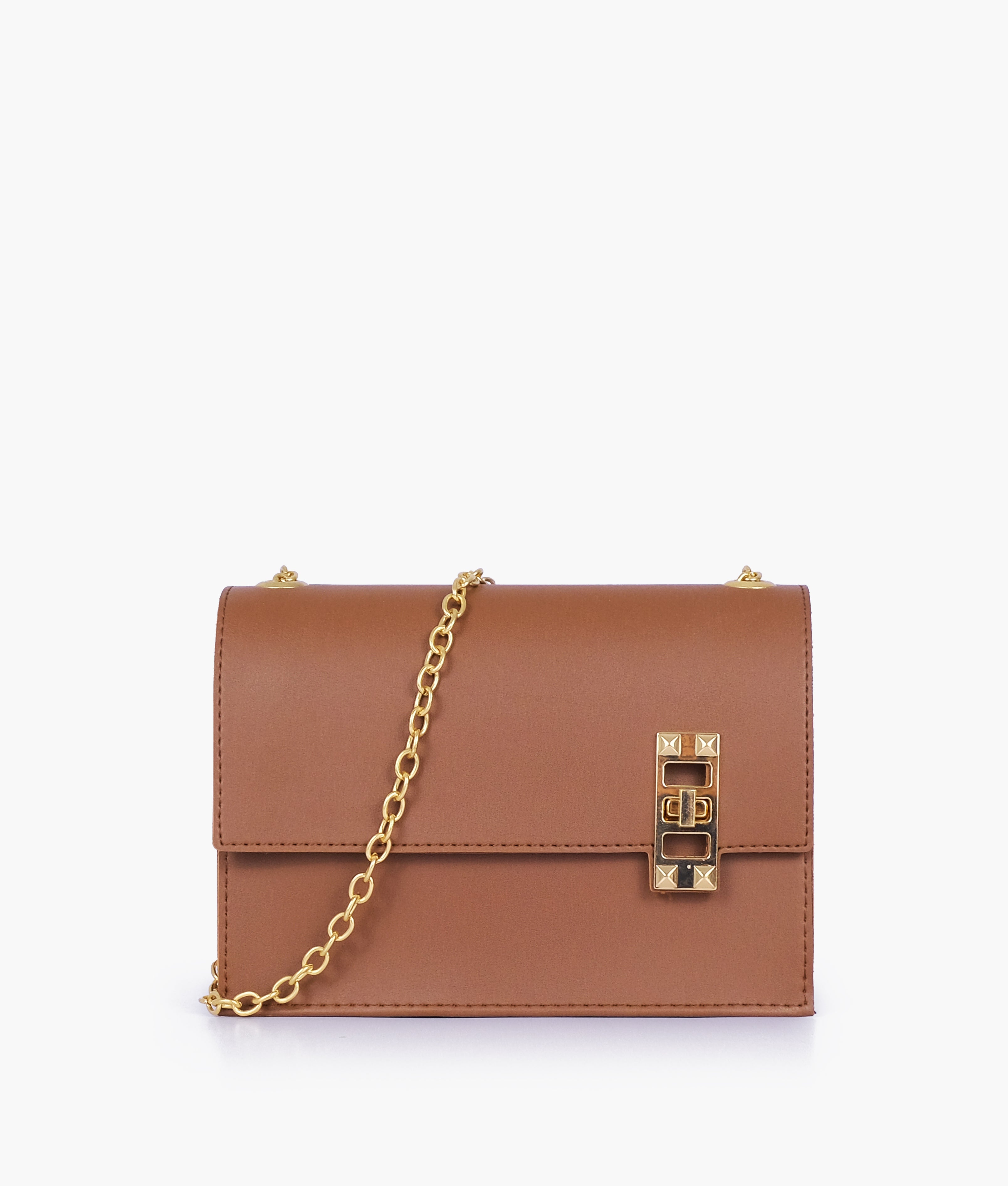 RTW - Brown chain shoulder bag with twist lock – Bagallery