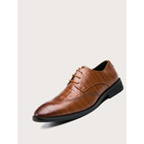 Shein- Simple front lace-up dress shoes for men-Brown
