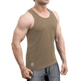 Flush Fashion - Mens Tank Tops Athleisure Wear Sleeveless T-Shirts for Workout Brown