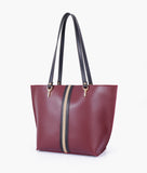 RTW - Burgundy centre-stripe tote bag