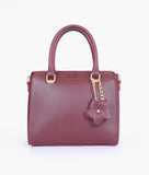 RTW - Burgundy handbag with flower charm