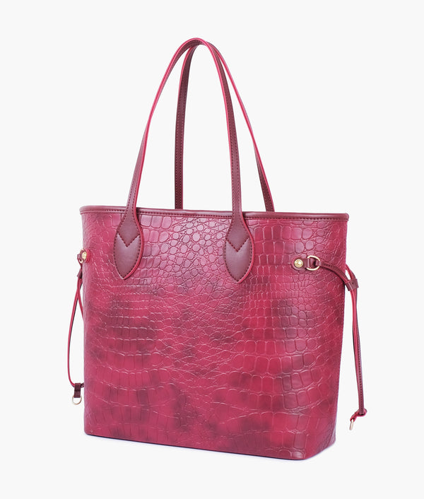 RTW - Burgundy crocodile neverfull tote bag