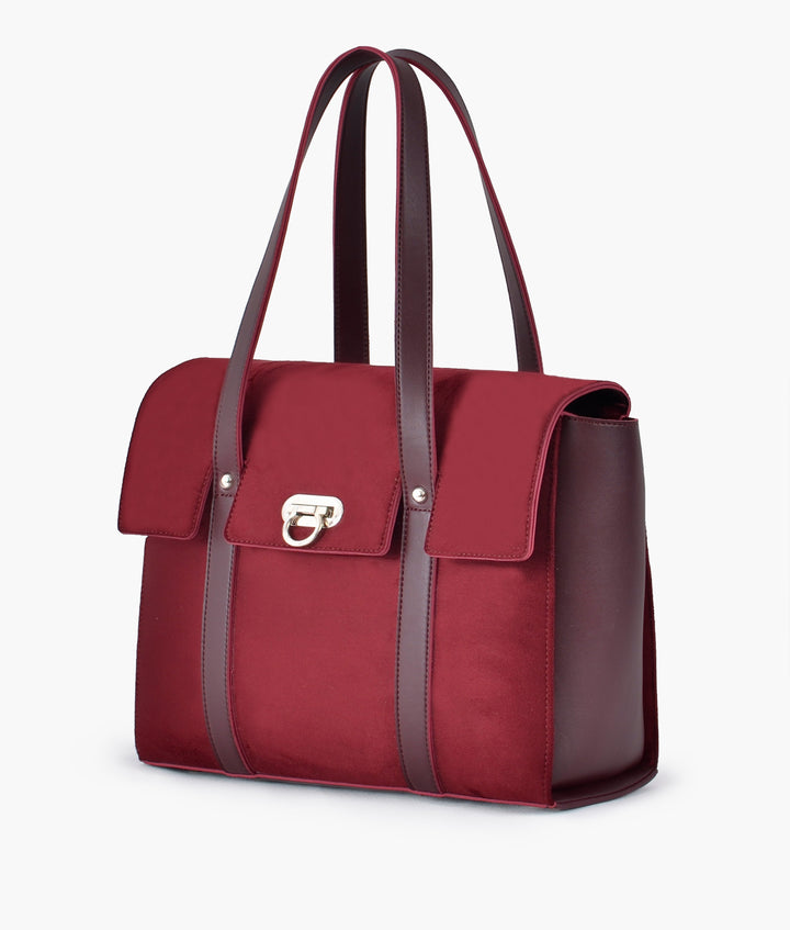 RTW- Burgundy Suede Carry-all Satchel Bag