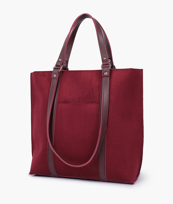 RTW - Burgundy suede double-handle tote bag