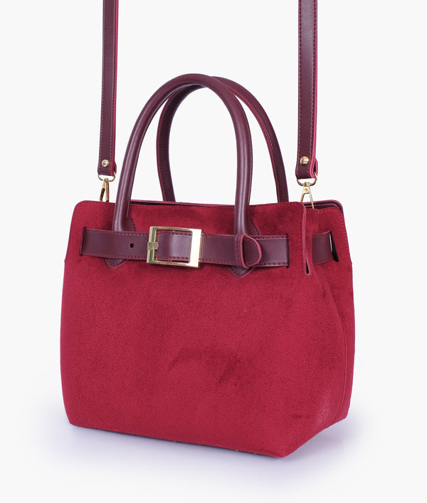 RTW - Burgundy suede handbag with front buckle