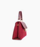 RTW Burgundy suede mini top-handle bag