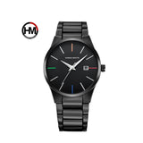 HM-17552 High Quality Watch Men Simple Alloy Case Watches Auto Date Classic Watch- Black