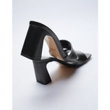 Zara- Leather Block Heel Sandals
