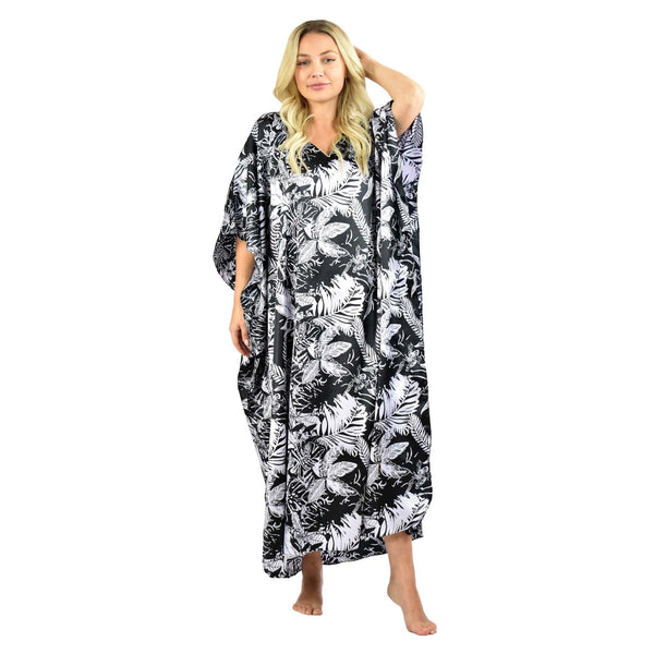 Valerei - Printed Satin Long Caftan One Size