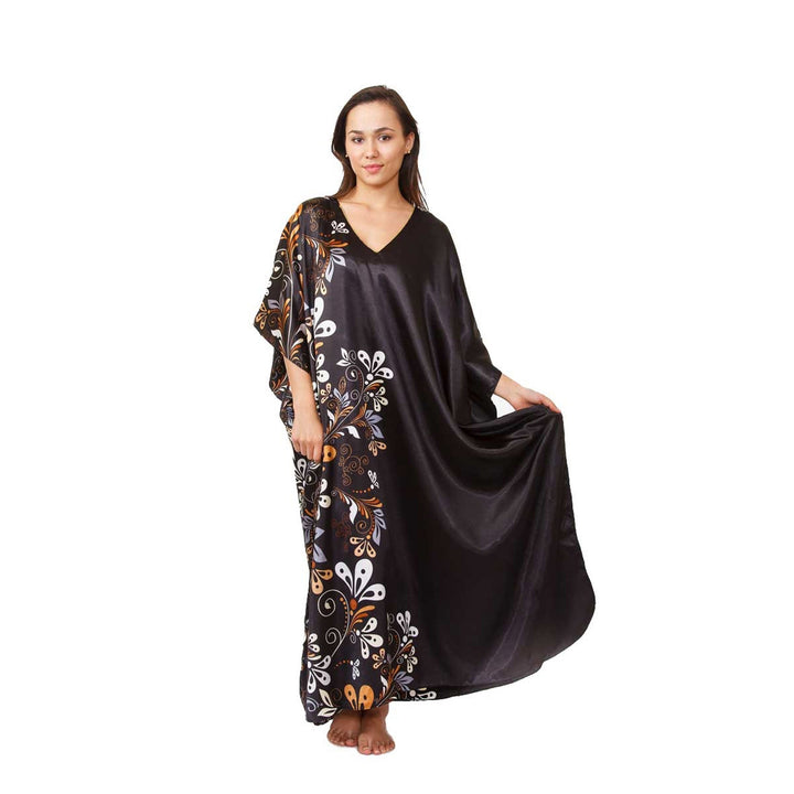 Valerei - Printed Satin Long Caftan One Size