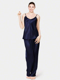 Emerce- Cami Silk Night Suit (Adjustable Strape) - NavyBlue