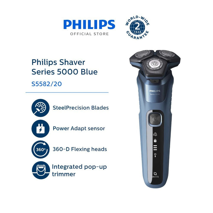 The Philips Series 5000 delivers a powerful shave, cutting now even more hair per stroke*. Equipped with advanced SkinIQ technology.