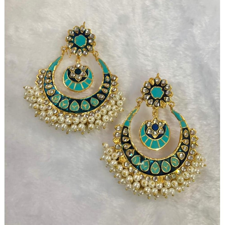 Jewels By Noor- chand bali gajra earrings (blue)