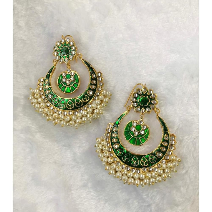 Jewels By Noor- chand bali gajra earrings (green)