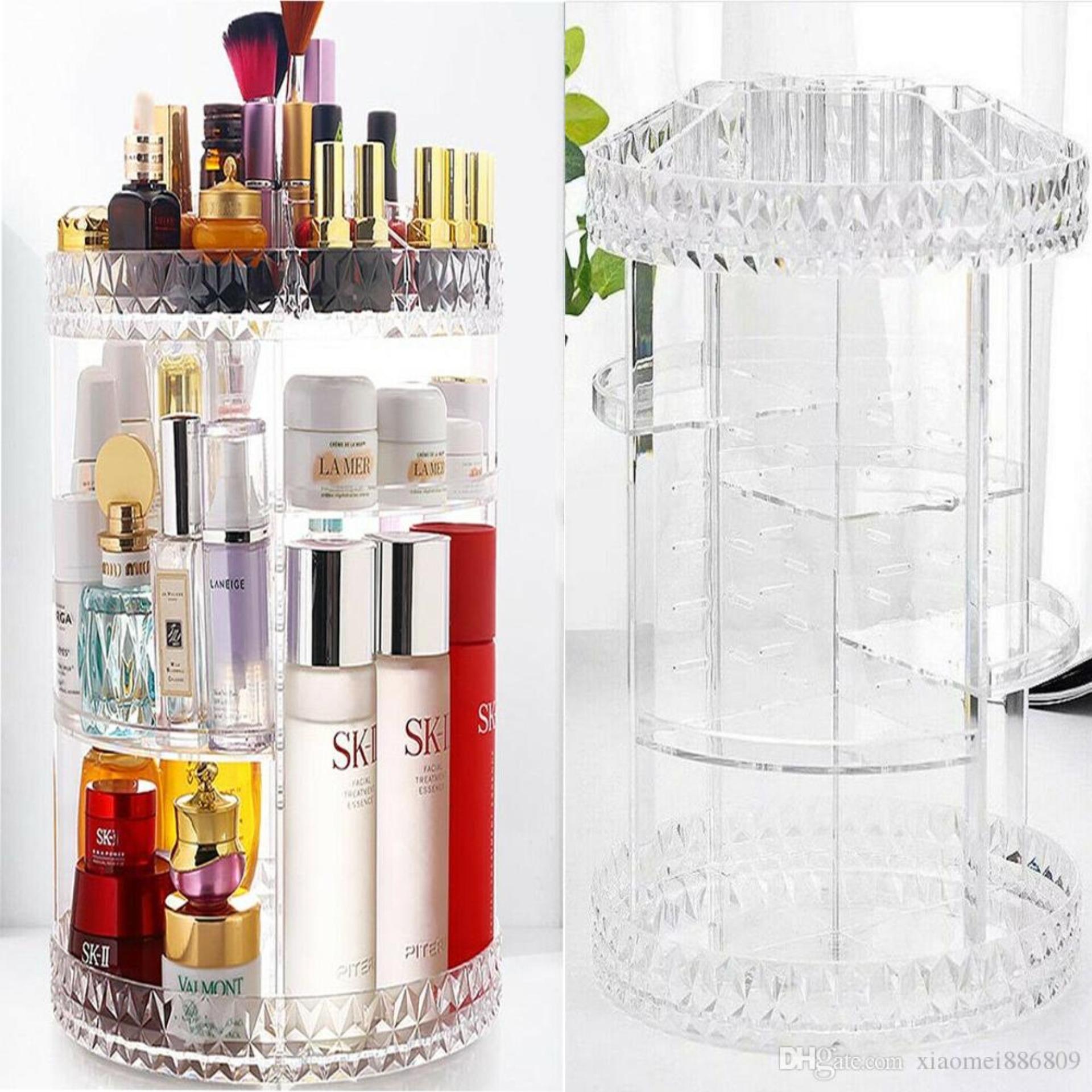 360 Rotating Makeup Organizer and Storage, COOLBEAR Spinning Cosmetic  Organizer with 6 Adjustable Layers, Fits Skincare, Perfume, Clear Acrylic