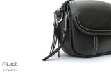 Chattels by M Keva Mini Leather Crossbody Bag- Black