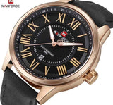 Naviforce- Leather Strap Japan Quartz Waterproof Wristwatch WITH Brand Box - NF9126 Black Rose